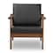Baxton Studio Venza Walnut Wood Black Faux Leather Lounge Chair 140-7552 - alternate 6